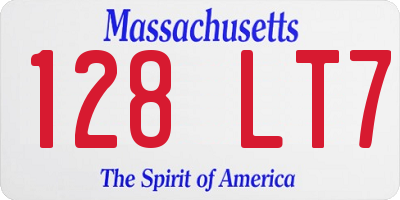 MA license plate 128LT7
