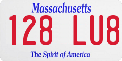 MA license plate 128LU8