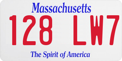 MA license plate 128LW7