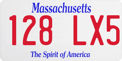 MA license plate 128LX5