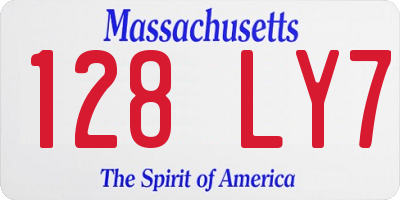 MA license plate 128LY7