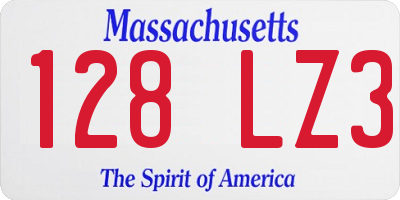 MA license plate 128LZ3