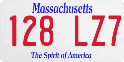 MA license plate 128LZ7
