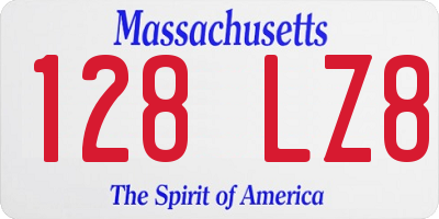 MA license plate 128LZ8
