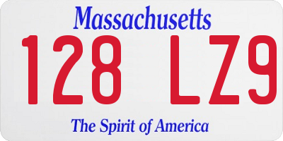 MA license plate 128LZ9