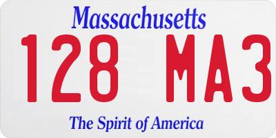 MA license plate 128MA3