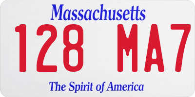 MA license plate 128MA7