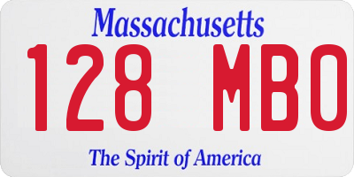 MA license plate 128MB0