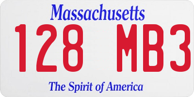 MA license plate 128MB3