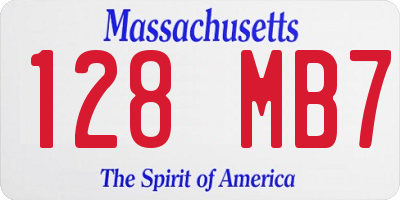 MA license plate 128MB7