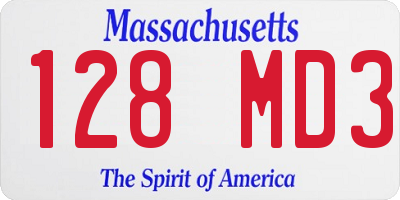 MA license plate 128MD3