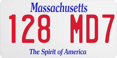 MA license plate 128MD7