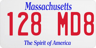 MA license plate 128MD8