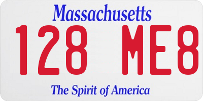 MA license plate 128ME8