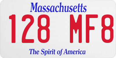 MA license plate 128MF8