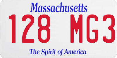 MA license plate 128MG3