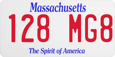 MA license plate 128MG8