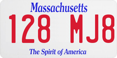 MA license plate 128MJ8