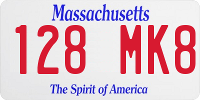 MA license plate 128MK8