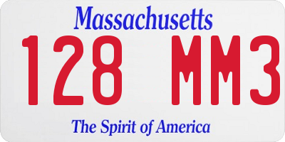 MA license plate 128MM3