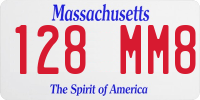 MA license plate 128MM8