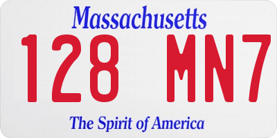 MA license plate 128MN7