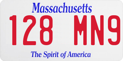 MA license plate 128MN9