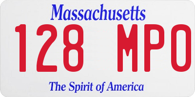 MA license plate 128MP0