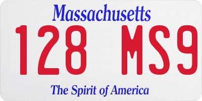 MA license plate 128MS9