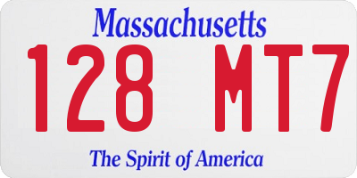 MA license plate 128MT7