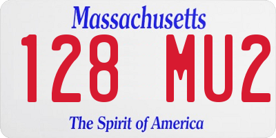MA license plate 128MU2