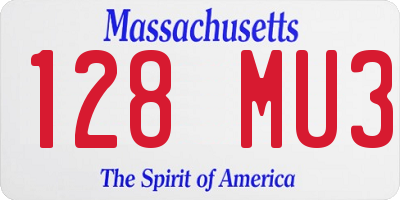 MA license plate 128MU3