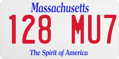 MA license plate 128MU7