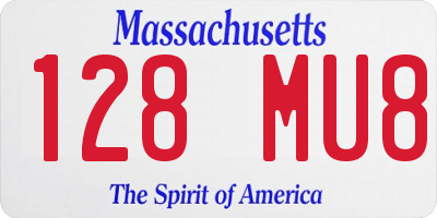 MA license plate 128MU8