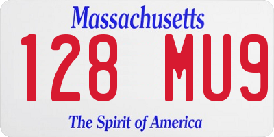 MA license plate 128MU9