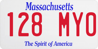 MA license plate 128MY0