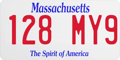 MA license plate 128MY9