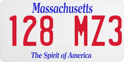MA license plate 128MZ3