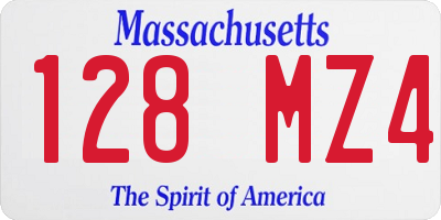 MA license plate 128MZ4