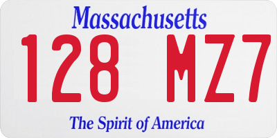 MA license plate 128MZ7
