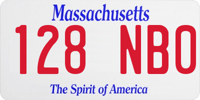 MA license plate 128NB0