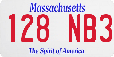 MA license plate 128NB3