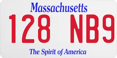 MA license plate 128NB9