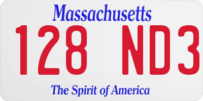 MA license plate 128ND3