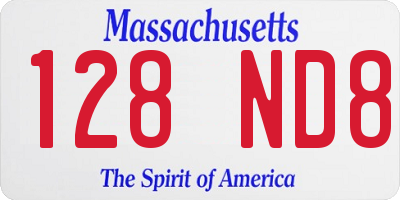 MA license plate 128ND8
