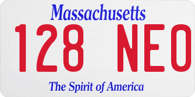 MA license plate 128NE0