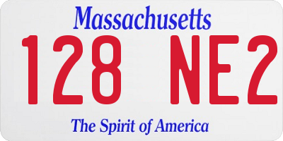 MA license plate 128NE2