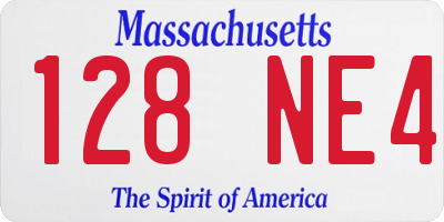MA license plate 128NE4