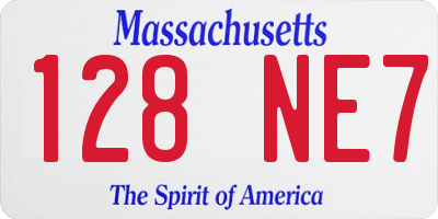 MA license plate 128NE7