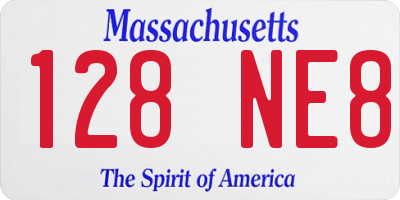 MA license plate 128NE8